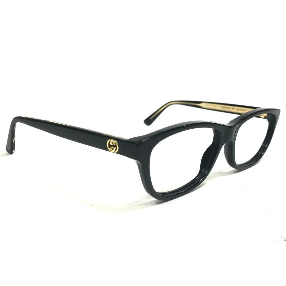 Gucci Eyeglasses Frames GG0315O 001 Black Gold Oval Cat Eye Full Rim 54-19-140